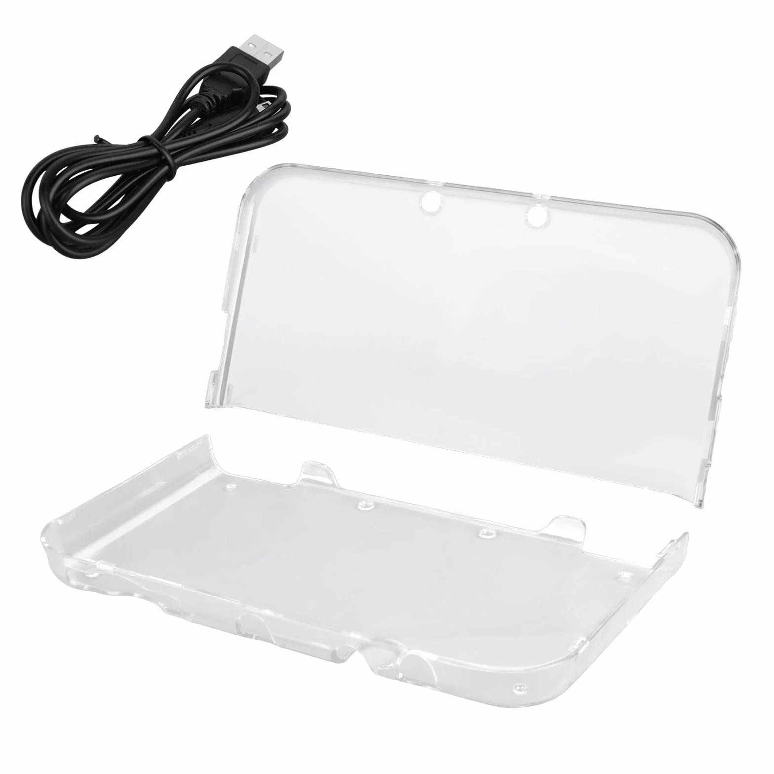 BTFO Etui z Kablem USB Ładowania dla Nowego 3DS XL, Przezroczysta Twarda Osłona Ochronna Wyłącznie dla Nowego 3DS XL LL z 2015 r. Zawiera 1,2m Kabel Szybkiego Ładowania (Konstrukcja Bez Zawiasów)