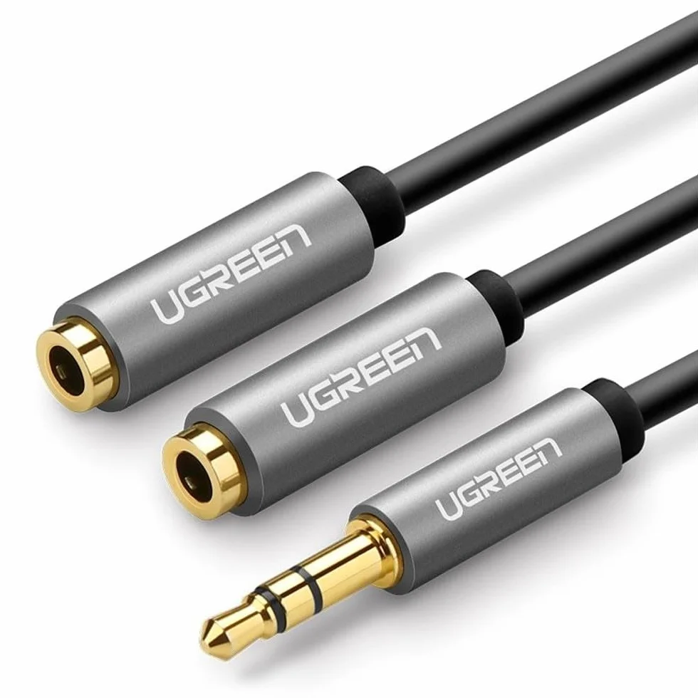 UGREEN AV123-10532B 3,5mm do kabla Audio Splitter Stereo z kołnierzem 20cm - Czarny
