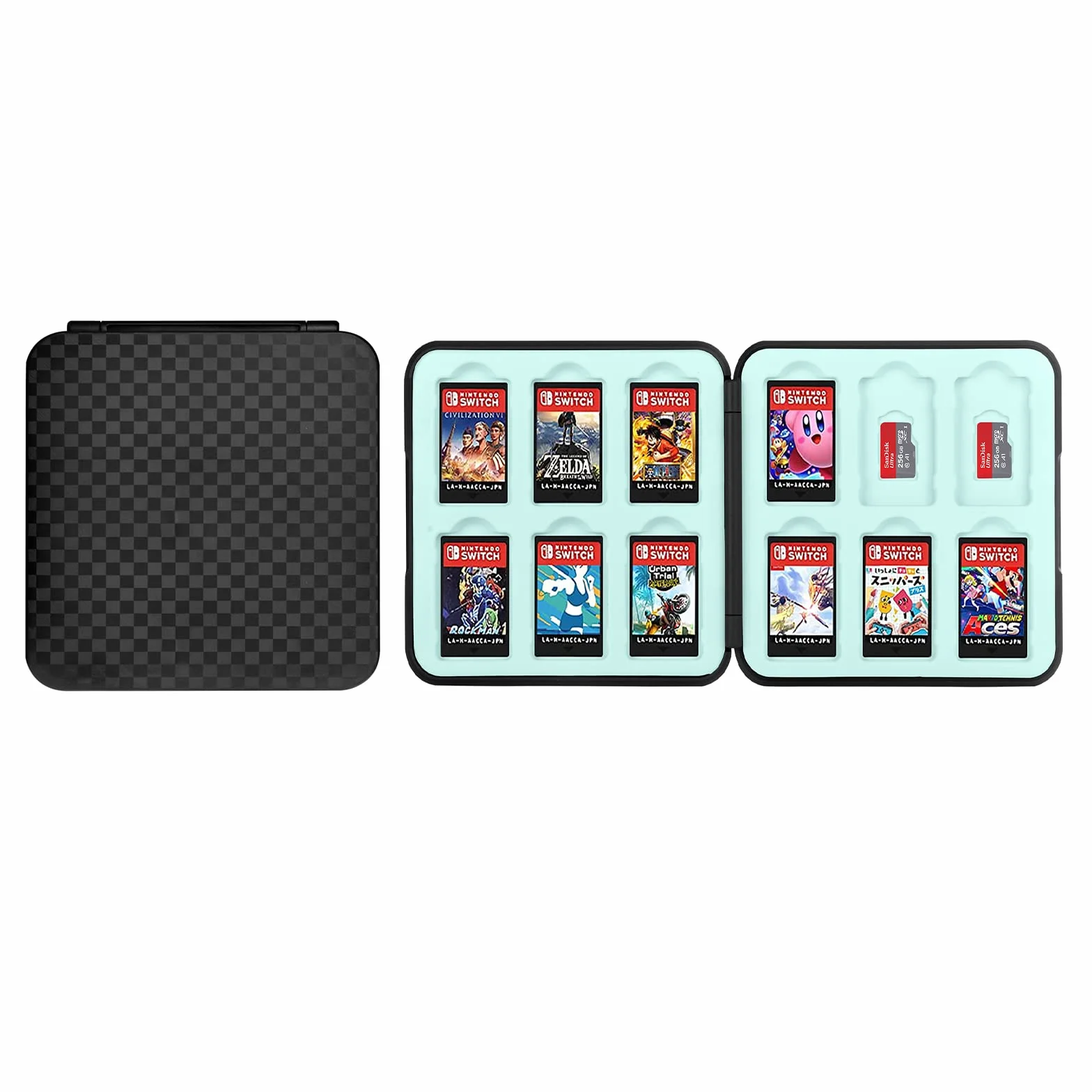 Vicloon Etui na karty do gier do Nintendo Switch, z miejscem na 12 gier i przegródkami do przechowywania karty Micro SD, Czarny