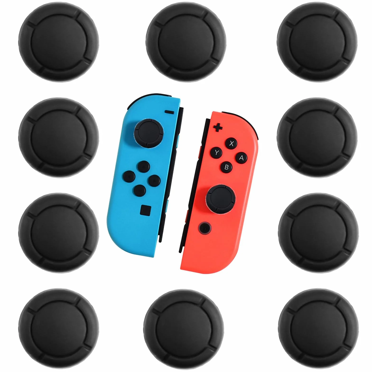 Joystick nakładki na kciuki, 10 sztuk, czarne, silikonowe, do Nintendo Switch Lite OLED